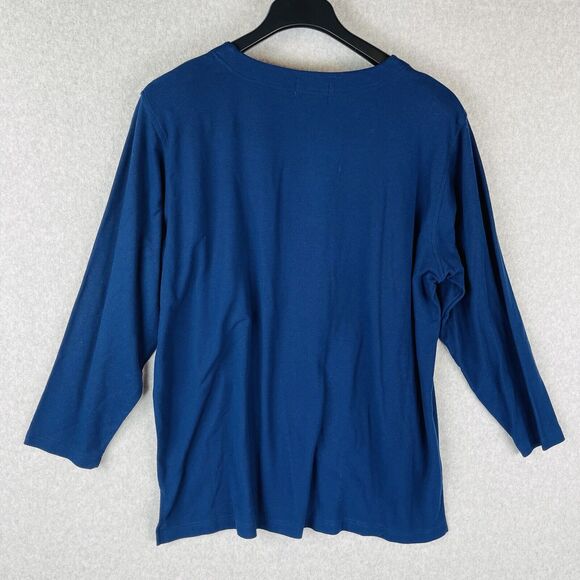 Kavio Designs Womans 2X Plus Blouse Embroidered Birds Blue Top Long Sleeve VTG - Picture 9 of 9